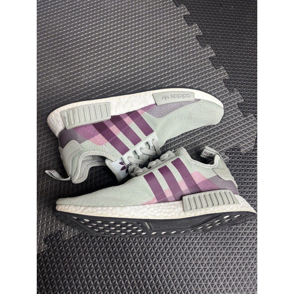Adidas NMD_R1 Women's Athletic Shoes Light Green Purple Running Sneakers